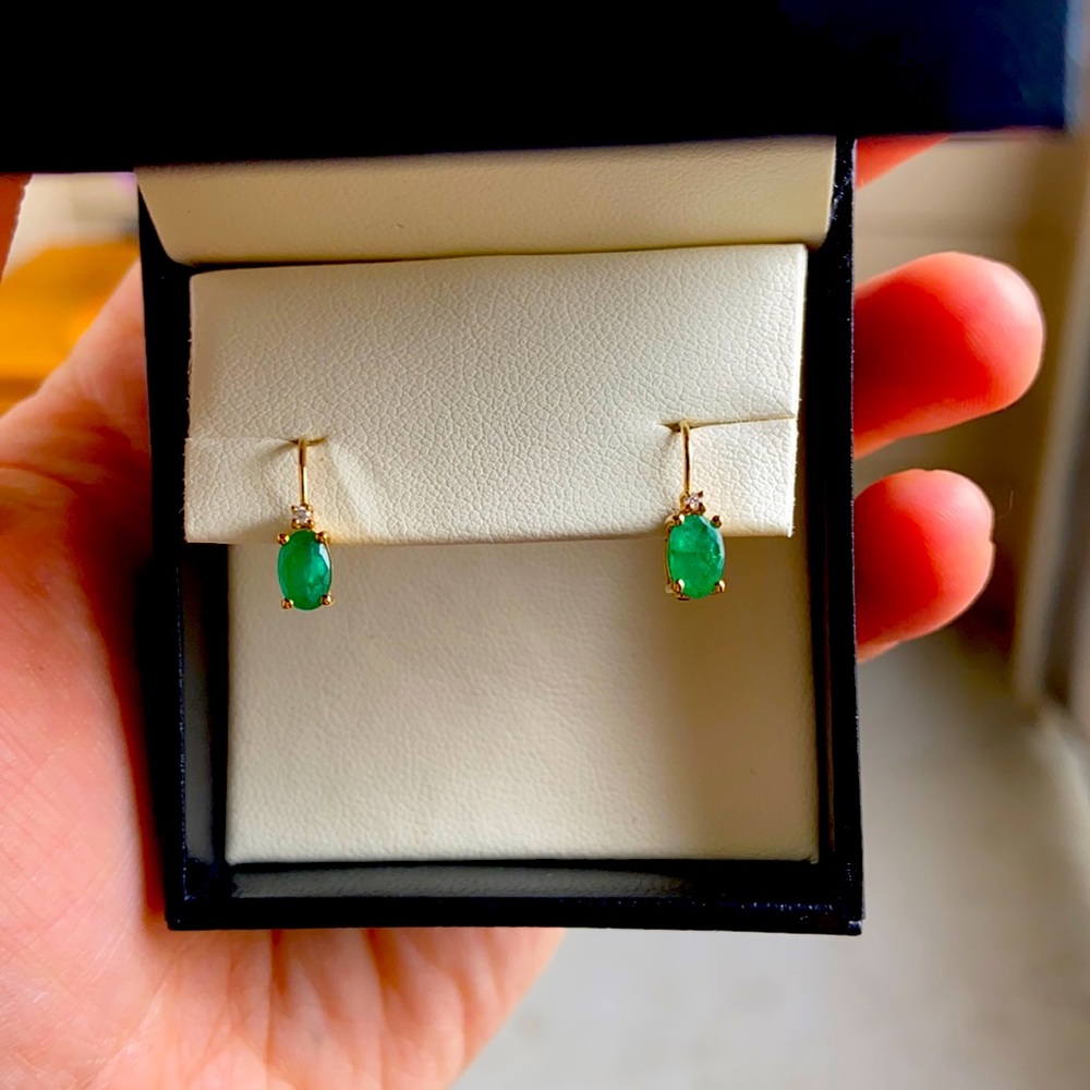 Emerald Earrings 10k gold